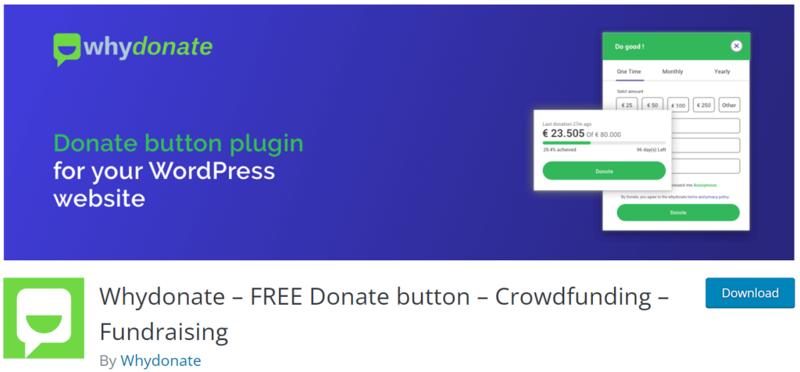 اضافات التبرع وردبريسWhydonate – FREE Donate button – Crowdfunding – Fundraising 