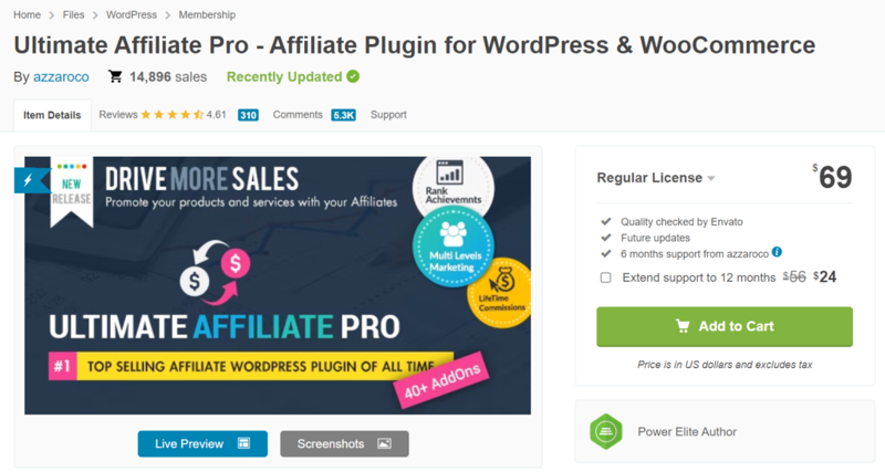 اضافات التسويق بالعمولة وردبريسUltimate Affiliate Pro 