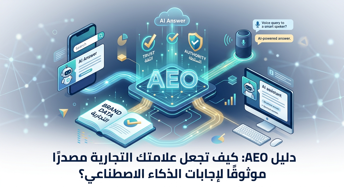 دليل AEO: كيف تجعل علامتك التجارية مصدرًا موثوقًا لإجابات الذكاء الاصطناعي؟