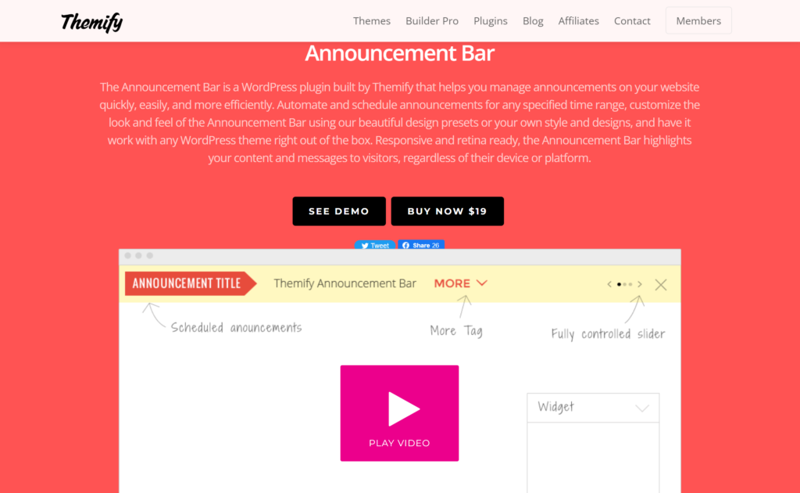 Themify Announcement Bar اضافات شريط اشعارات وردبريس