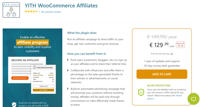 YITH WooCommerce Affiliates اضافات التسويق بالعمولة وردبريس